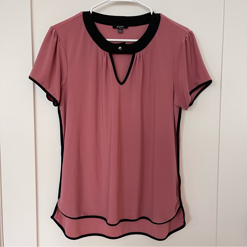 AUW Mauve Blouse with Black Accents